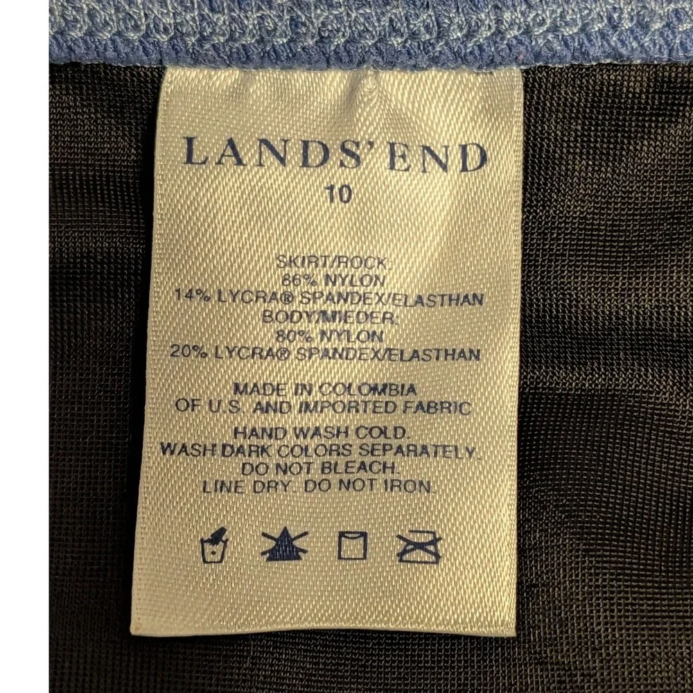 Lands End Navy‎ Blue Ribbed Swim Skirt Built-in Brief Size 10 EUC 287928